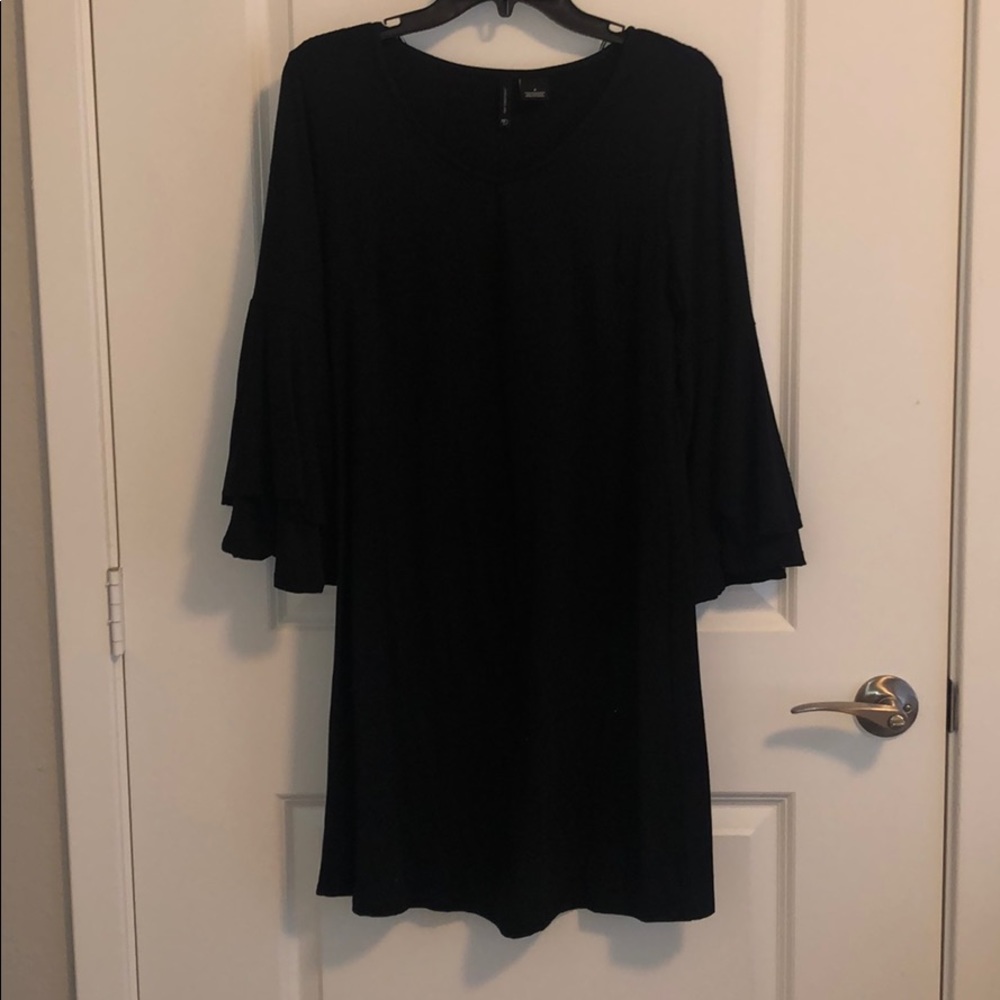 Black Bell Sleeve Mini Dress
